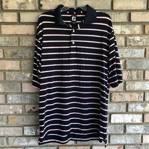 Men’s FootJoy FJ PoloShirt Blue Pink Stripe Stretch Golf Size Large